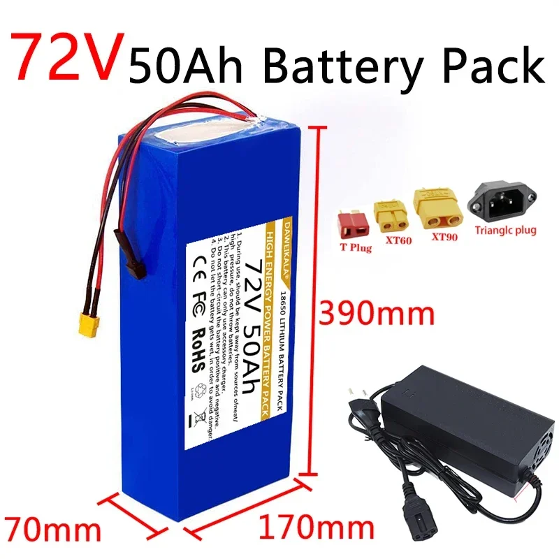 60V 30Ah Electric Scooter Battery - 72V 18650 แบตเตอรี่แพ็ค 50Ah พลังงานสูงพร้อม 40A